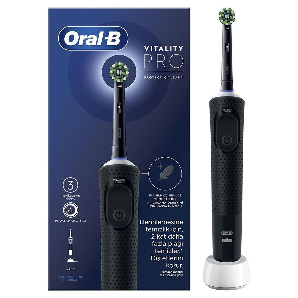 Oral B D103 Vitality Pro Cross Action Şarjlı Diş Fırçası (Siyah) - Diş Bakımı kategorisi