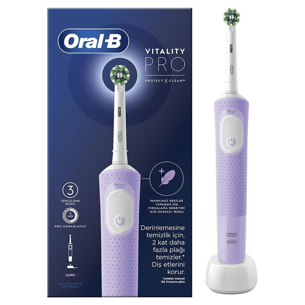 BRAUN ORAL-B D103 VITALITY PRO CROSS ACTION ŞARJLI DİŞ FIRÇASI (LİLA) - Diş Bakımı kategorisi