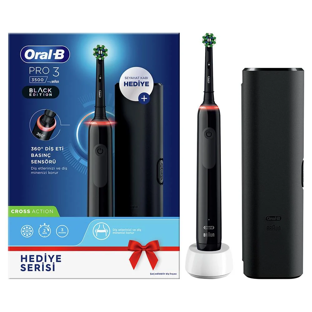 Oral B Pro 3 3500 Serisi Şarjlı Diş Fırçası (Siyah)+ Seyahat Kabı Hediyeli - Diş Bakımı kategorisi